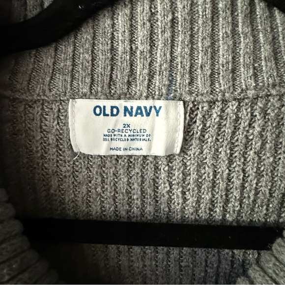 OLD NAVY Gray Ribbed Quarter Zip Sweater Women’s 2X Cotton Blend - Picture 5 of 9